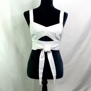 Dance & Marvel White Crop Wrap Zip Up Top Medium